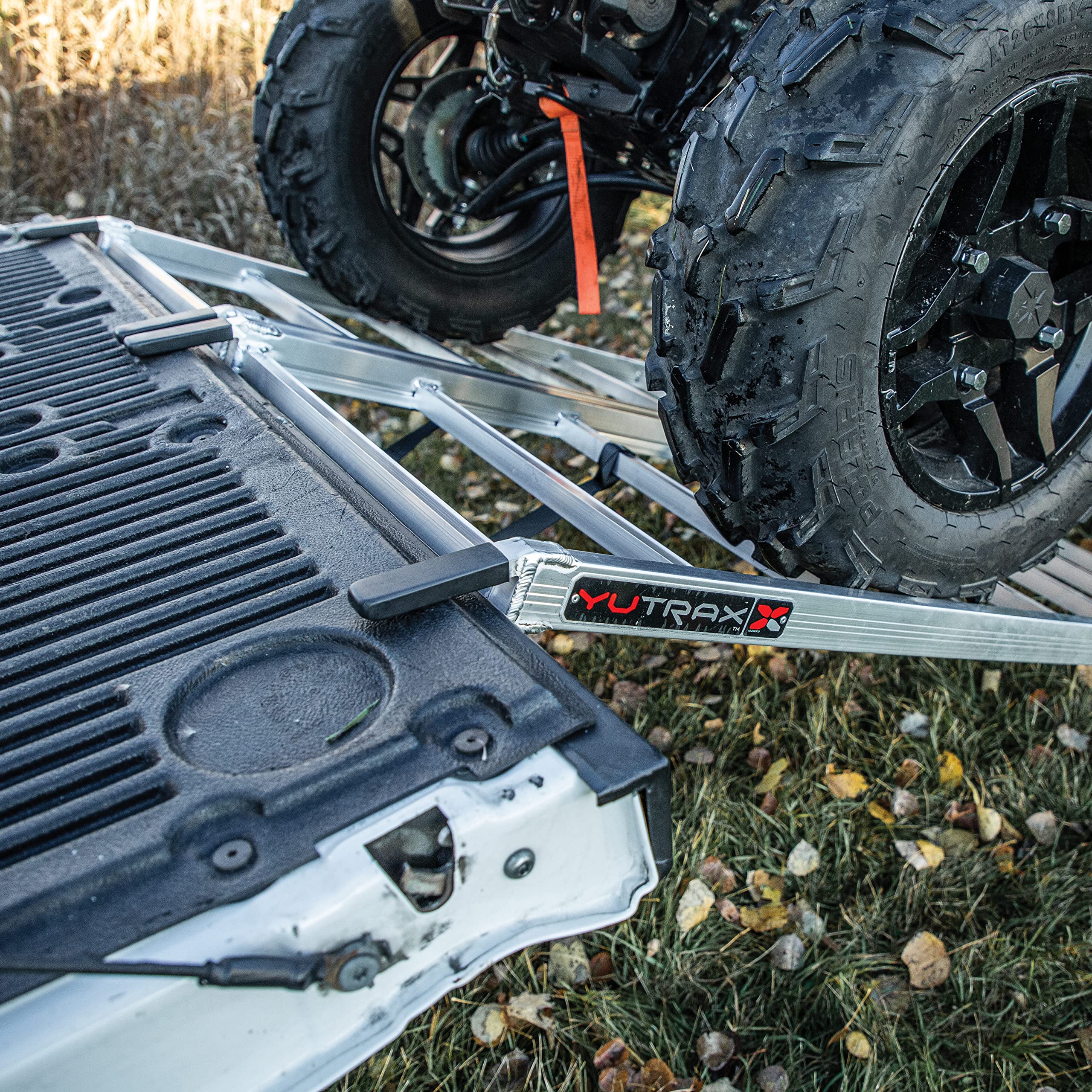 Bi-Fold Yutrax 70-inch Aluminum Truck, UTV/ATV Loading Ramp - 1250lb Capacity