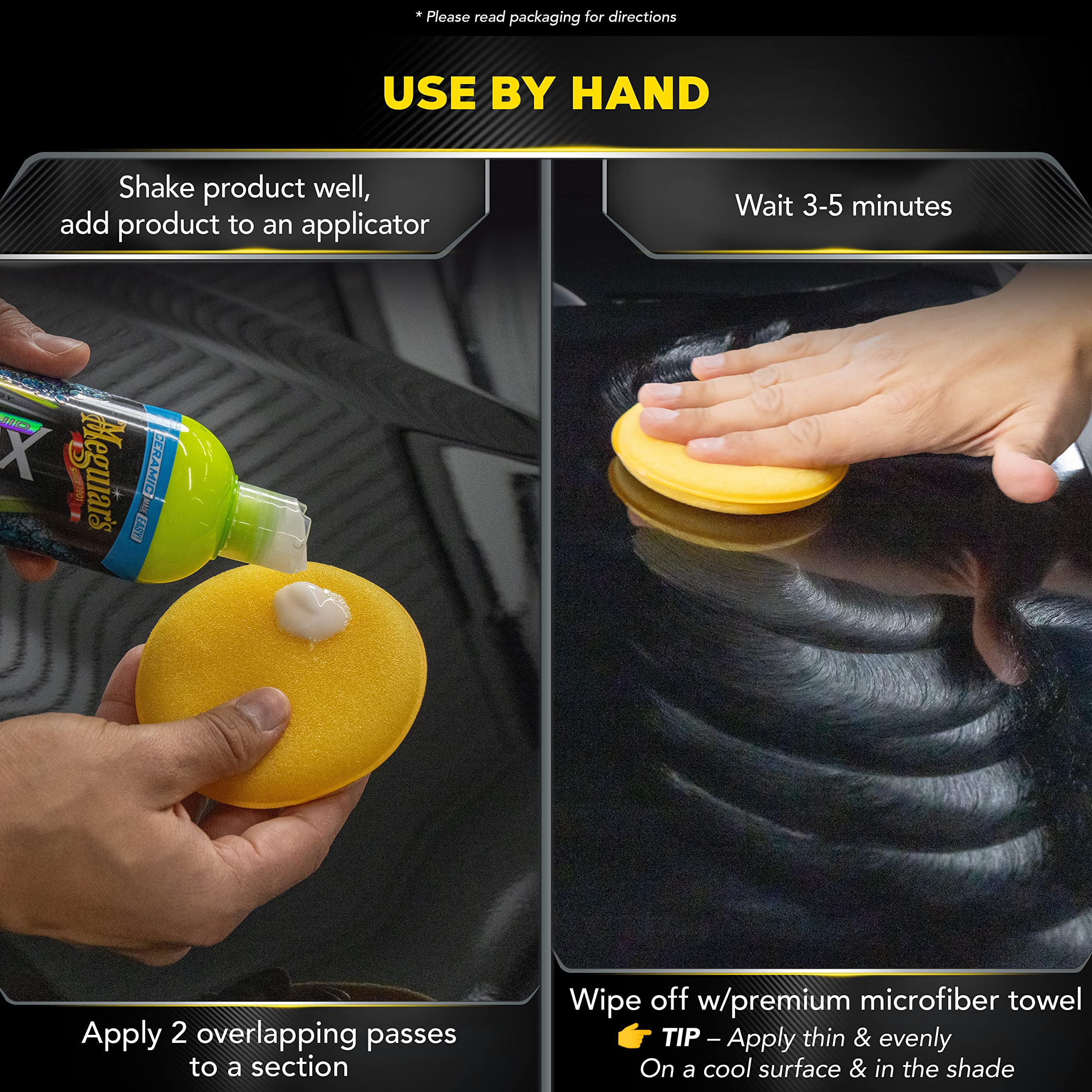 Hybrid Ceramic Liquid Wax Meguiar's, Shield Your Paint with a Residue-Free Liquid Car Wax with Advanced SiO2 Hybrid Technology and Long-Lasting Water-Beading Protection, 16 Oz Bottle