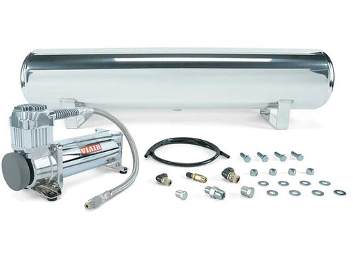 Polished Air Lift 4 Gal. Tank w/ Viair 444c Chrome Compressor (Incl. Fittings & Mounting Hardware)