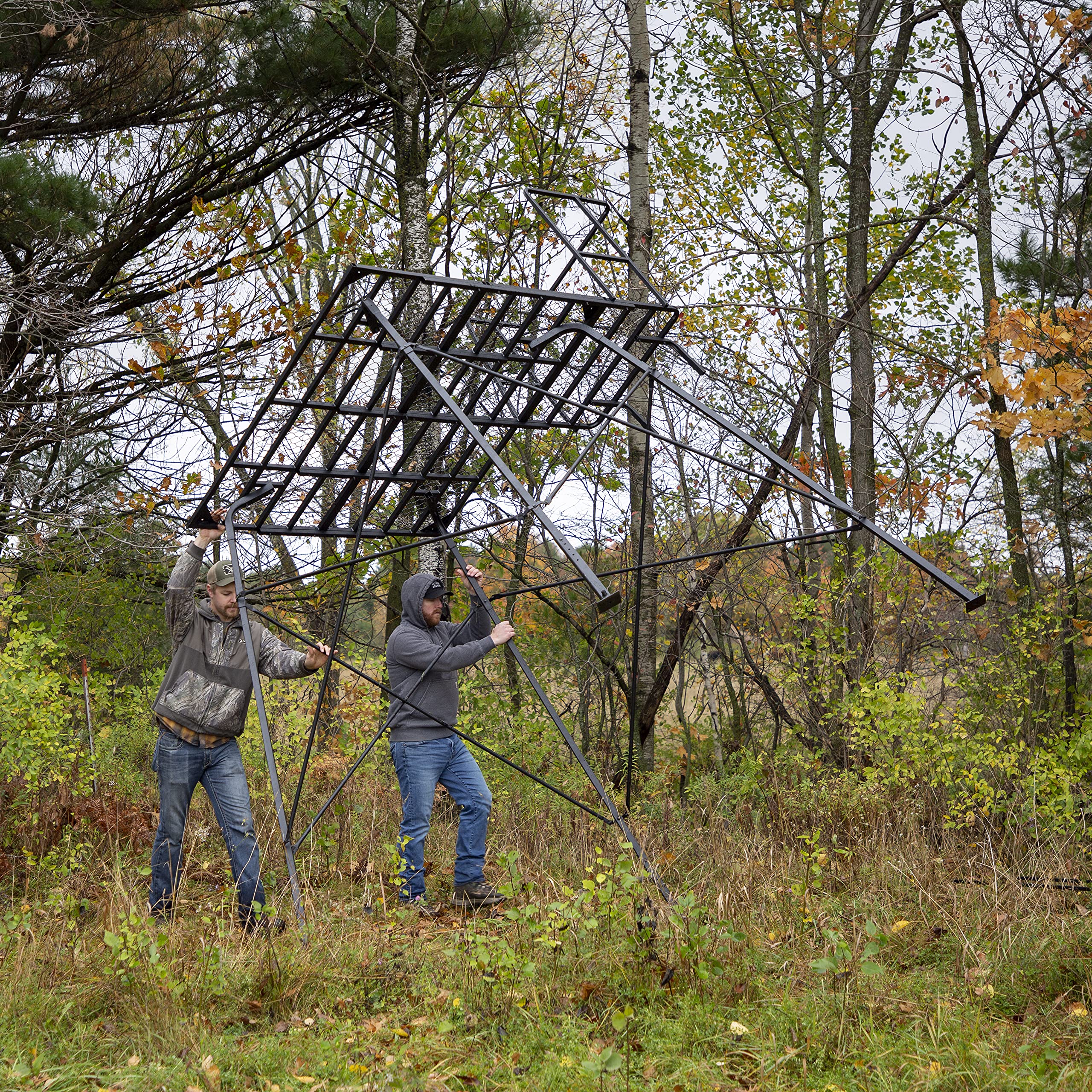 CAGE™ 8' Tower Permanent Hub Blinds, Hunting Tower, 66" x 66" Platform, 800 lb. Capacity, Easy To Assemble, Heavy-Duty Steel Mesh, 66" x 66". CTR3008